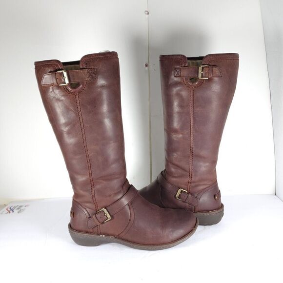 UGG Women's Tupelo US 8 Brown Solid Leather Lined Shearling Riding Boots - Picture 9 of 13